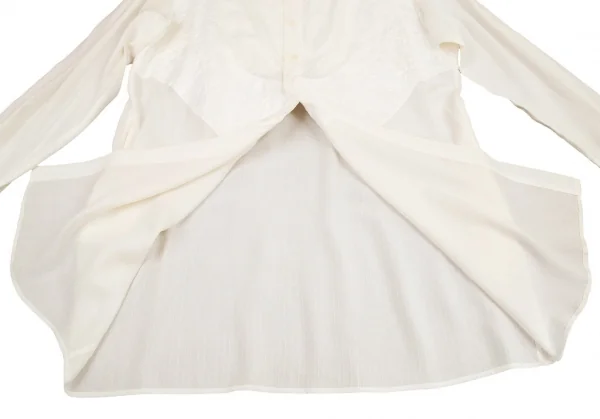 ヨウジヤマモト プールオムYohji Yamamoto POUR HOMMEレーヨン切り替えロングシャツ オフM K-80037_013