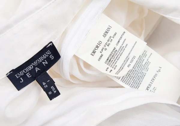 エンポリオ アルマーニEMPORIO ARMANI JEANS コットンシルクシースルートップス 白42 K-80061_014