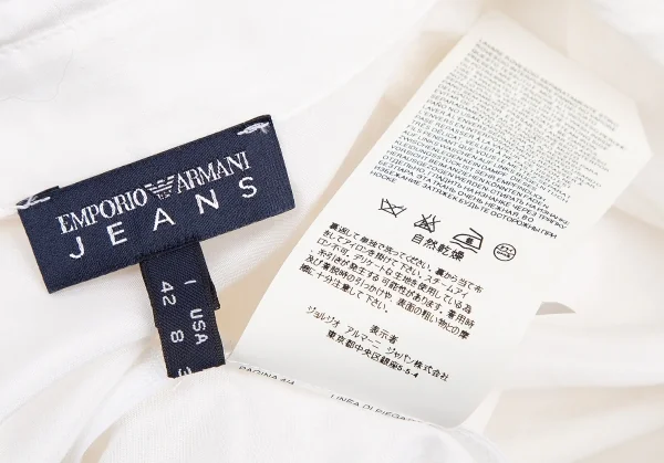 エンポリオ アルマーニEMPORIO ARMANI JEANS コットンシルクシースルートップス 白42 K-80061_015
