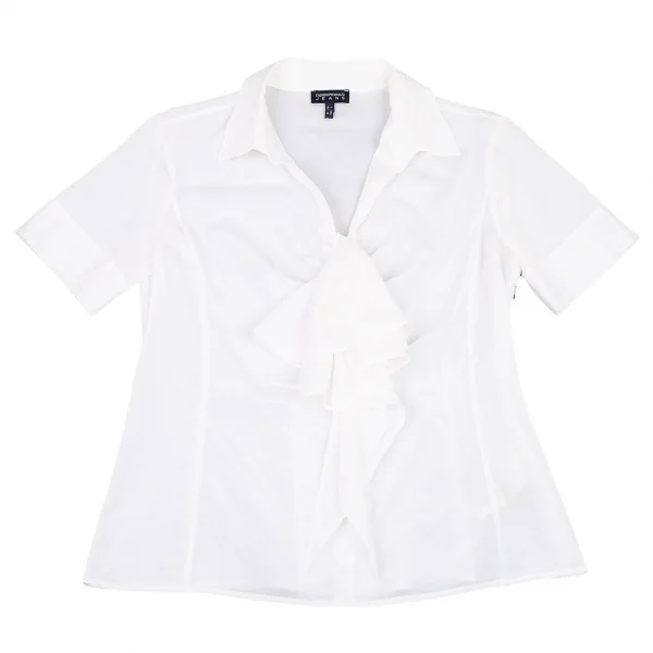 エンポリオ アルマーニEMPORIO ARMANI JEANS コットンシルクシースルートップス 白42 K-80061_002