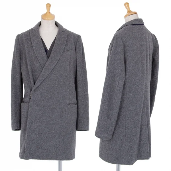 ワイズ ピンクY's PINK ウール中綿ライナーダブルジャケット グレー1 K-80102_001