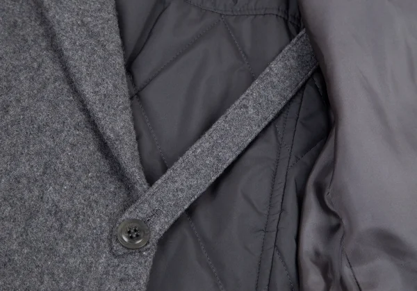 ワイズ ピンクY's PINK ウール中綿ライナーダブルジャケット グレー1 K-80102_010