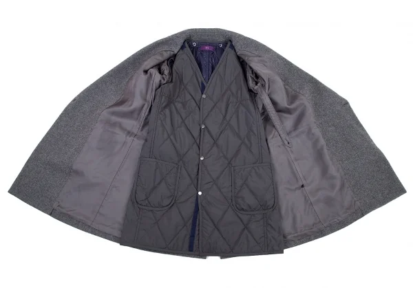 ワイズ ピンクY's PINK ウール中綿ライナーダブルジャケット グレー1 K-80102_012