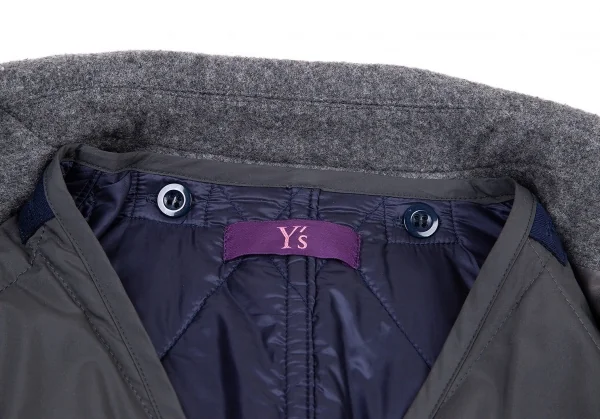 ワイズ ピンクY's PINK ウール中綿ライナーダブルジャケット グレー1 K-80102_013