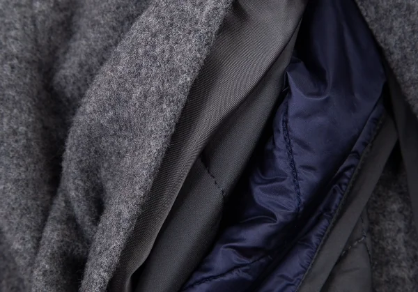 ワイズ ピンクY's PINK ウール中綿ライナーダブルジャケット グレー1 K-80102_018