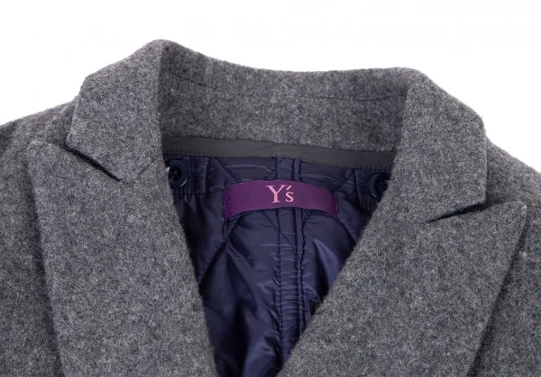 ワイズ ピンクY's PINK ウール中綿ライナーダブルジャケット グレー1 K-80102_004