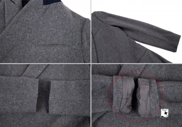 ワイズ ピンクY's PINK ウール中綿ライナーダブルジャケット グレー1 K-80102_005