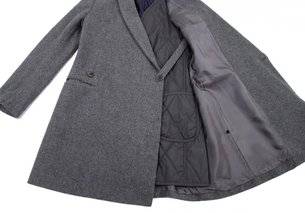 ワイズ ピンクY's PINK ウール中綿ライナーダブルジャケット グレー1 K-80102_009