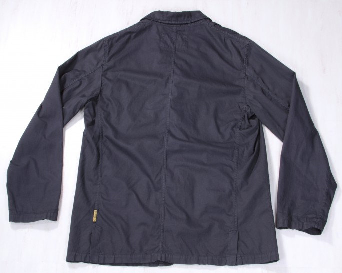 90's】Old ARMANI JEANS Black Cotton Resina Belted Jacket Size.54