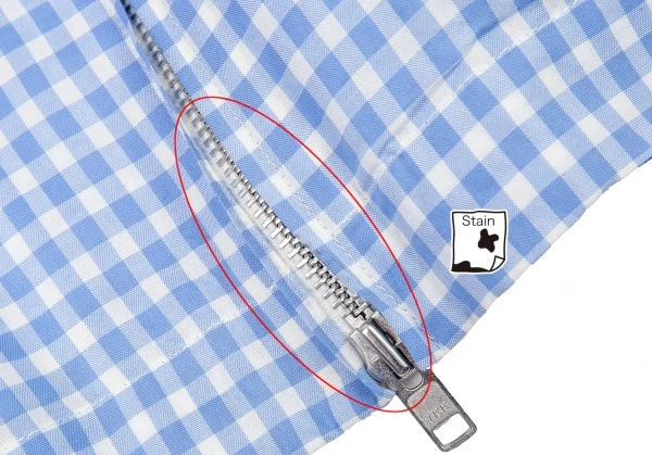 サカイSacai 襟エンブロイダリーレースギンガムチェックスイングトップジャケット 白水色2 K-80173_010