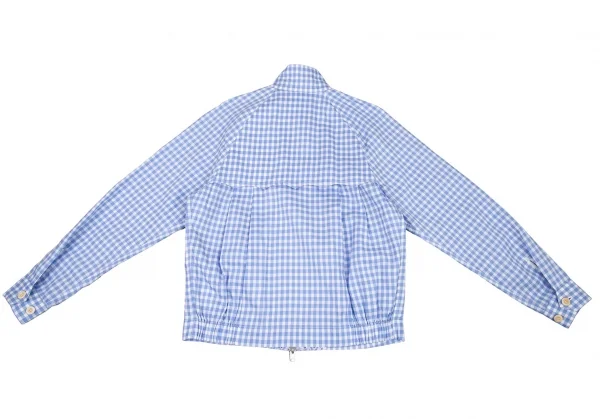 サカイSacai 襟エンブロイダリーレースギンガムチェックスイングトップジャケット 白水色2 K-80173_013