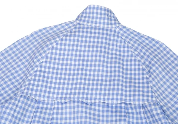 サカイSacai 襟エンブロイダリーレースギンガムチェックスイングトップジャケット 白水色2 K-80173_014