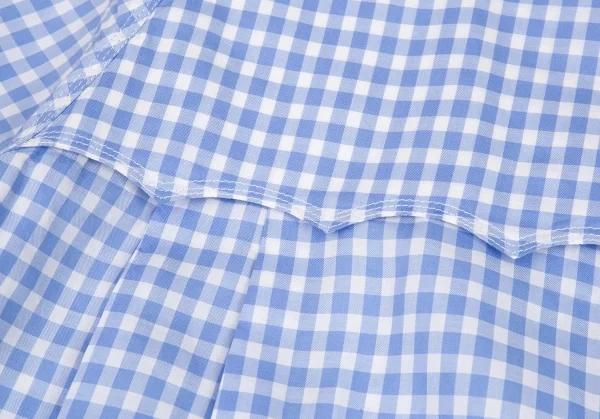 サカイSacai 襟エンブロイダリーレースギンガムチェックスイングトップジャケット 白水色2 K-80173_015