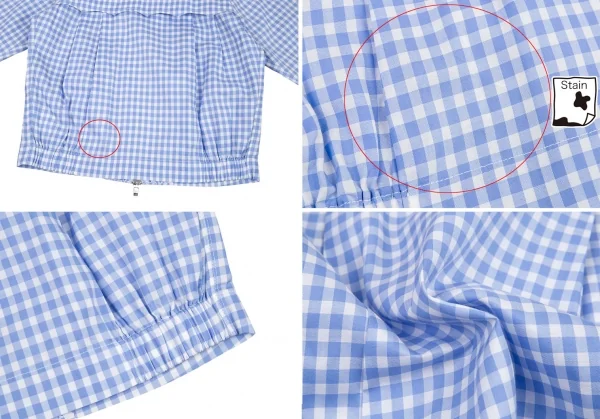 サカイSacai 襟エンブロイダリーレースギンガムチェックスイングトップジャケット 白水色2 K-80173_017