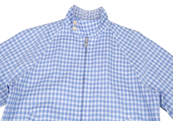 サカイSacai 襟エンブロイダリーレースギンガムチェックスイングトップジャケット 白水色2 K-80173_002