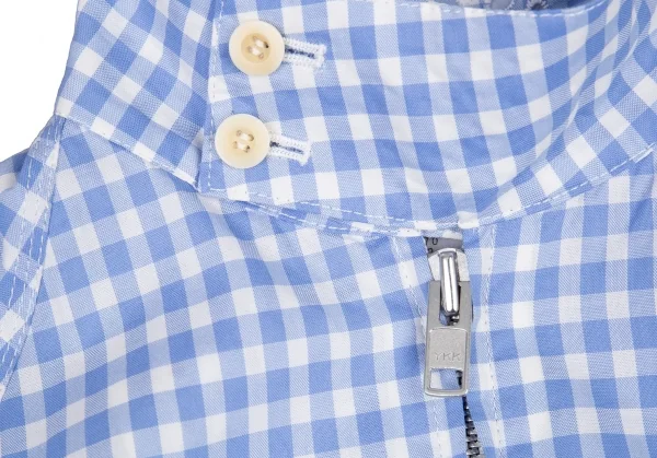 サカイSacai 襟エンブロイダリーレースギンガムチェックスイングトップジャケット 白水色2 K-80173_004