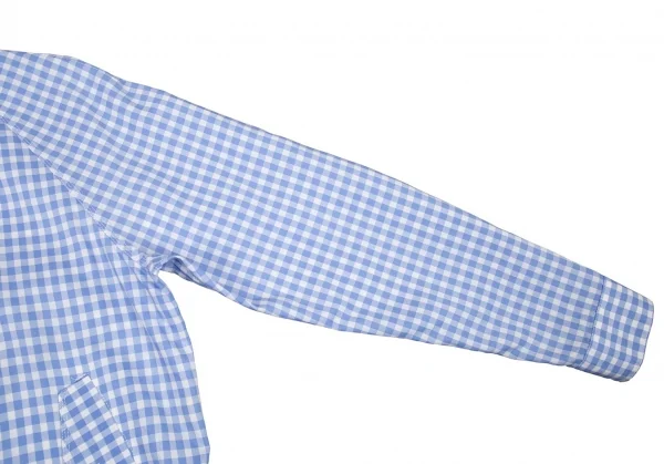 サカイSacai 襟エンブロイダリーレースギンガムチェックスイングトップジャケット 白水色2 K-80173_006