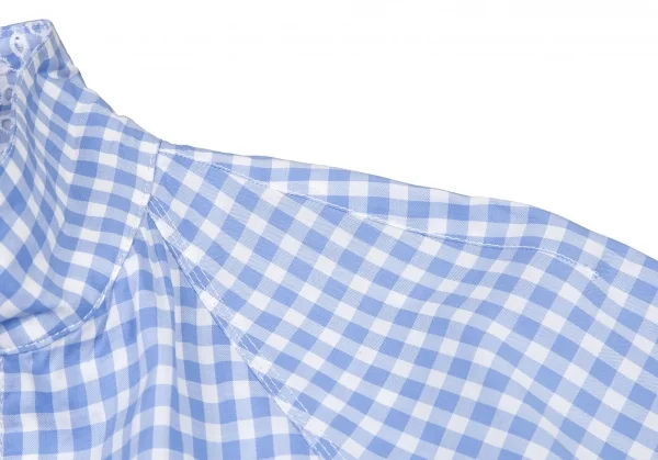 サカイSacai 襟エンブロイダリーレースギンガムチェックスイングトップジャケット 白水色2 K-80173_007