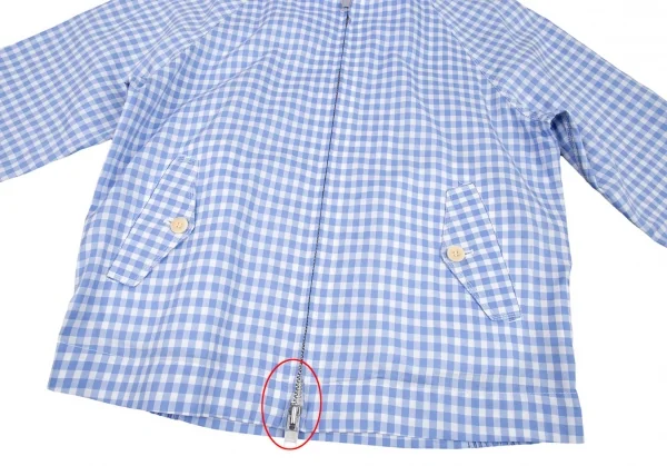 サカイSacai 襟エンブロイダリーレースギンガムチェックスイングトップジャケット 白水色2 K-80173_009