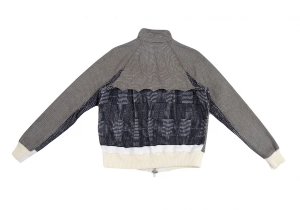 サカイSacai ハウンドトゥース前後切替スイングトップジャケット 白黒1 K-80175_014