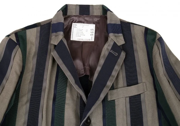 サカイSacai バックニット切替ストライプジャケット グレー紺3 K-80176_002