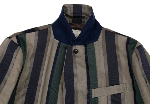 サカイSacai バックニット切替ストライプジャケット グレー紺3 K-80176_004