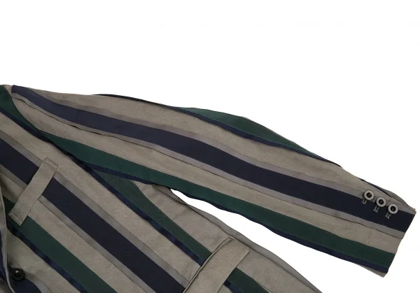 サカイSacai バックニット切替ストライプジャケット グレー紺3 K-80176_006
