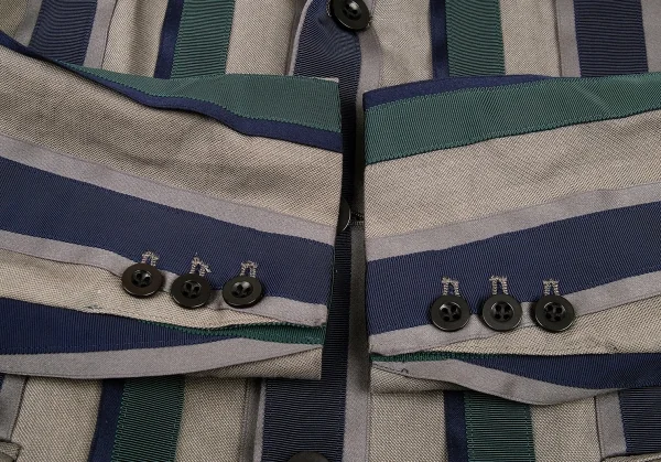 サカイSacai バックニット切替ストライプジャケット グレー紺3 K-80176_007