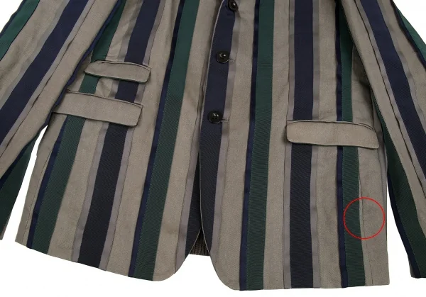 サカイSacai バックニット切替ストライプジャケット グレー紺3 K-80176_009