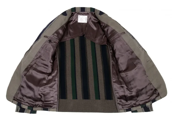 サカイSacai バックニット切替ストライプジャケット グレー紺3 K-80176_011