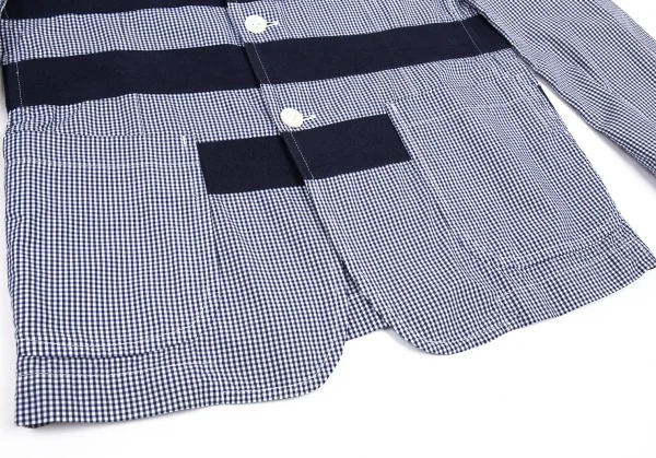 コムデギャルソン オムCOMME des GARCONS HOMME テープ切替ギンガムチェックジャケット 白紺S K-80184_010