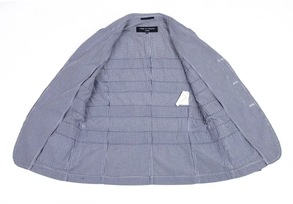 コムデギャルソン オムCOMME des GARCONS HOMME テープ切替ギンガムチェックジャケット 白紺S K-80184_012