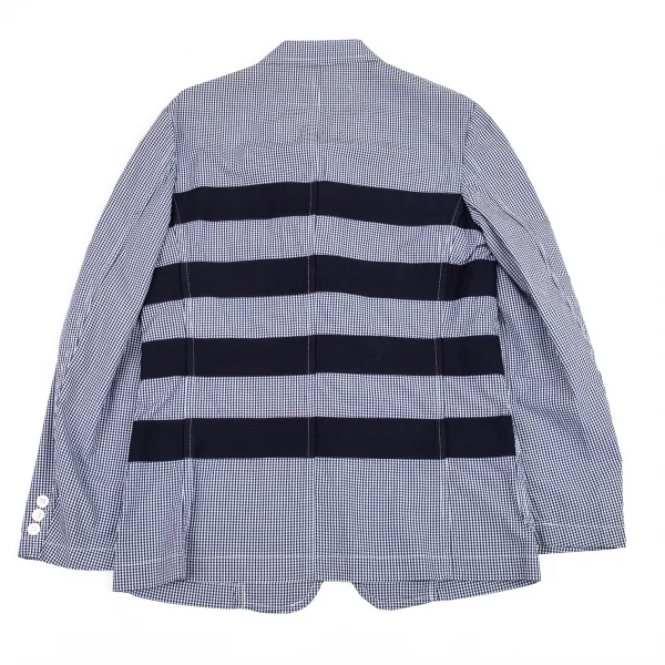 コムデギャルソン オムCOMME des GARCONS HOMME テープ切替ギンガムチェックジャケット 白紺S K-80184_013