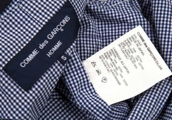 コムデギャルソン オムCOMME des GARCONS HOMME テープ切替ギンガムチェックジャケット 白紺S K-80184_016