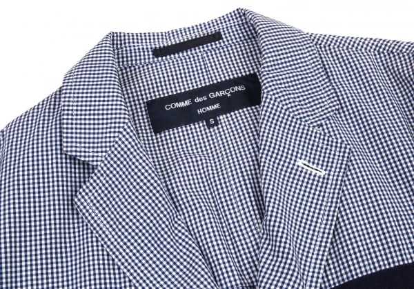 コムデギャルソン オムCOMME des GARCONS HOMME テープ切替ギンガムチェックジャケット 白紺S K-80184_003