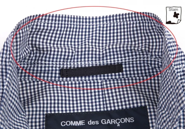 コムデギャルソン オムCOMME des GARCONS HOMME テープ切替ギンガムチェックジャケット 白紺S K-80184_004