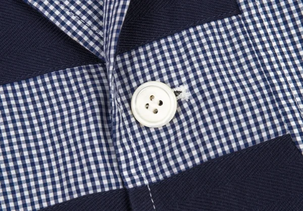 コムデギャルソン オムCOMME des GARCONS HOMME テープ切替ギンガムチェックジャケット 白紺S K-80184_006