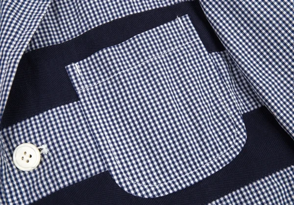 コムデギャルソン オムCOMME des GARCONS HOMME テープ切替ギンガムチェックジャケット 白紺S K-80184_007