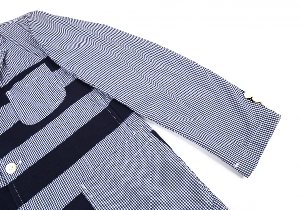 コムデギャルソン オムCOMME des GARCONS HOMME テープ切替ギンガムチェックジャケット 白紺S K-80184_008