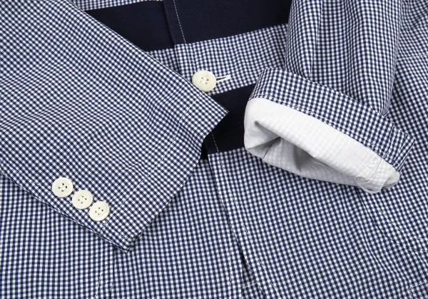 コムデギャルソン オムCOMME des GARCONS HOMME テープ切替ギンガムチェックジャケット 白紺S K-80184_009
