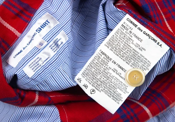 コムデギャルソン シャツCOMME des GARCONS SHIRT フロントチェック切替ストライプシャツジャケット 赤水色他S K-80189_013