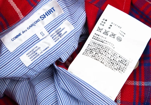 コムデギャルソン シャツCOMME des GARCONS SHIRT フロントチェック切替ストライプシャツジャケット 赤水色他S K-80189_014