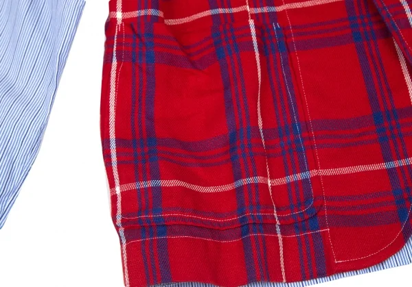 コムデギャルソン シャツCOMME des GARCONS SHIRT フロントチェック切替ストライプシャツジャケット 赤水色他S K-80189_008