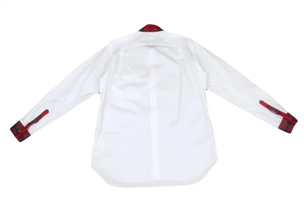 コムデギャルソン オムプリュスCOMME des GARCONS HOMME PLUS チェック逆クレリックシャツ 白赤S K-80190_010