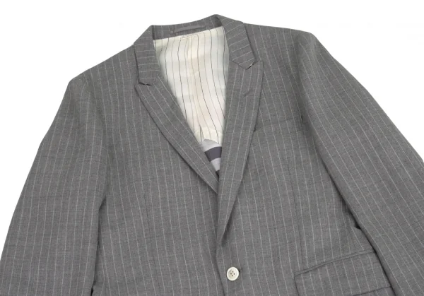 コムデギャルソン オムプリュスCOMME des GARCONS HOMME PLUS ボーダーメッシュレイヤードストライプジャケット グレーS K-80191_002