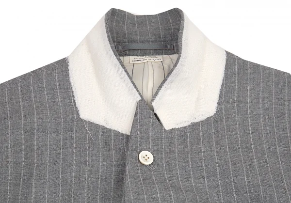 コムデギャルソン オムプリュスCOMME des GARCONS HOMME PLUS ボーダーメッシュレイヤードストライプジャケット グレーS K-80191_003