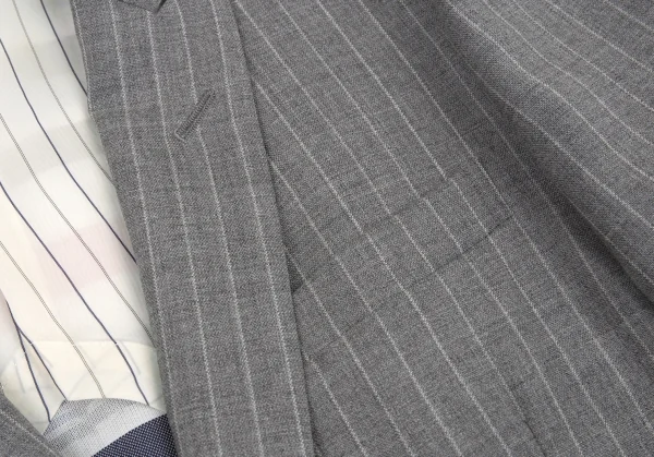 コムデギャルソン オムプリュスCOMME des GARCONS HOMME PLUS ボーダーメッシュレイヤードストライプジャケット グレーS K-80191_004