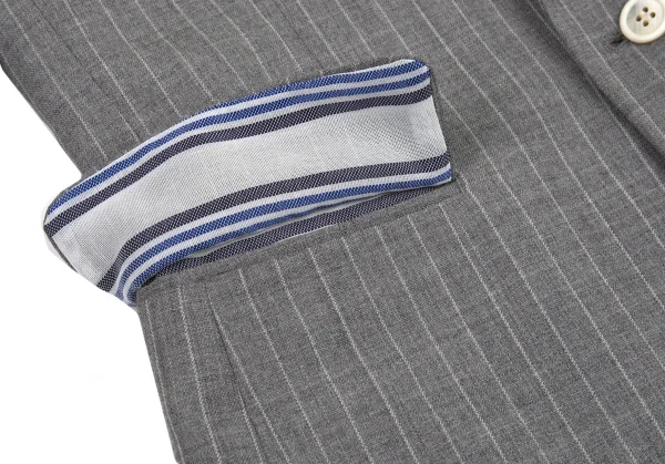 コムデギャルソン オムプリュスCOMME des GARCONS HOMME PLUS ボーダーメッシュレイヤードストライプジャケット グレーS K-80191_009