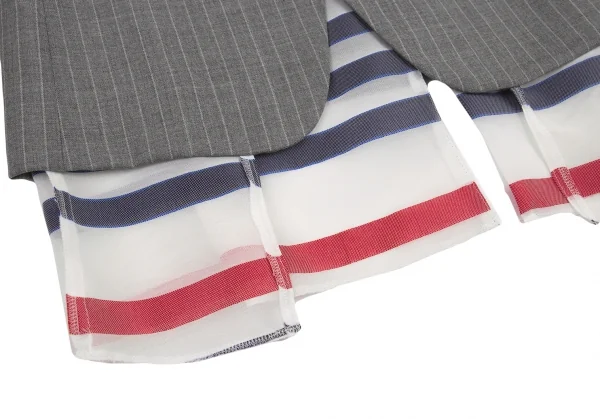 コムデギャルソン オムプリュスCOMME des GARCONS HOMME PLUS ボーダーメッシュレイヤードストライプジャケット グレーS K-80191_010