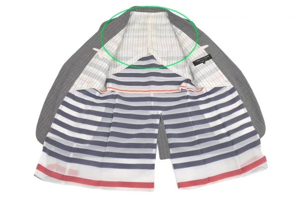 コムデギャルソン オムプリュスCOMME des GARCONS HOMME PLUS ボーダーメッシュレイヤードストライプジャケット グレーS K-80191_011